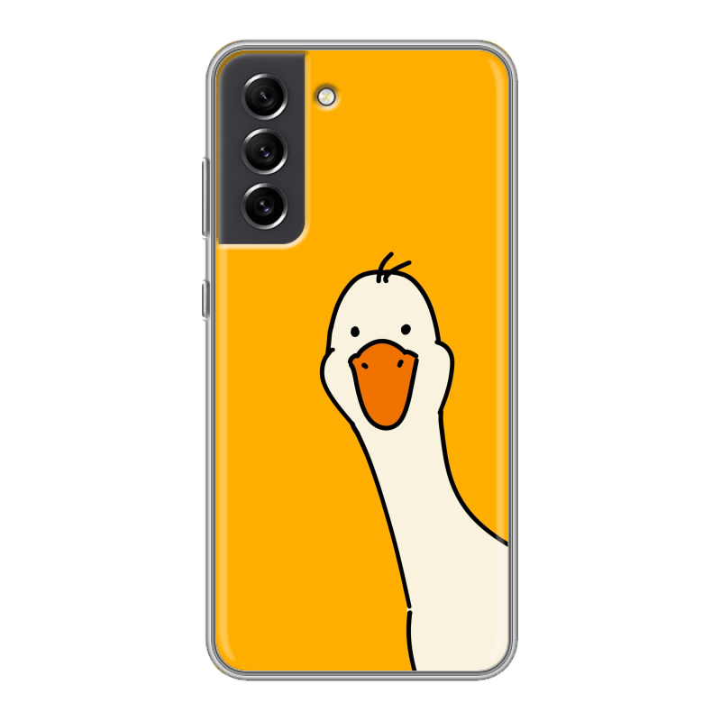 Силиконовый противоударный чехол на Samsung Galaxy S21 FE с принтом Утка Силиконовый противоударный чехол на Samsung Galaxy S21 FE с принтом Утка