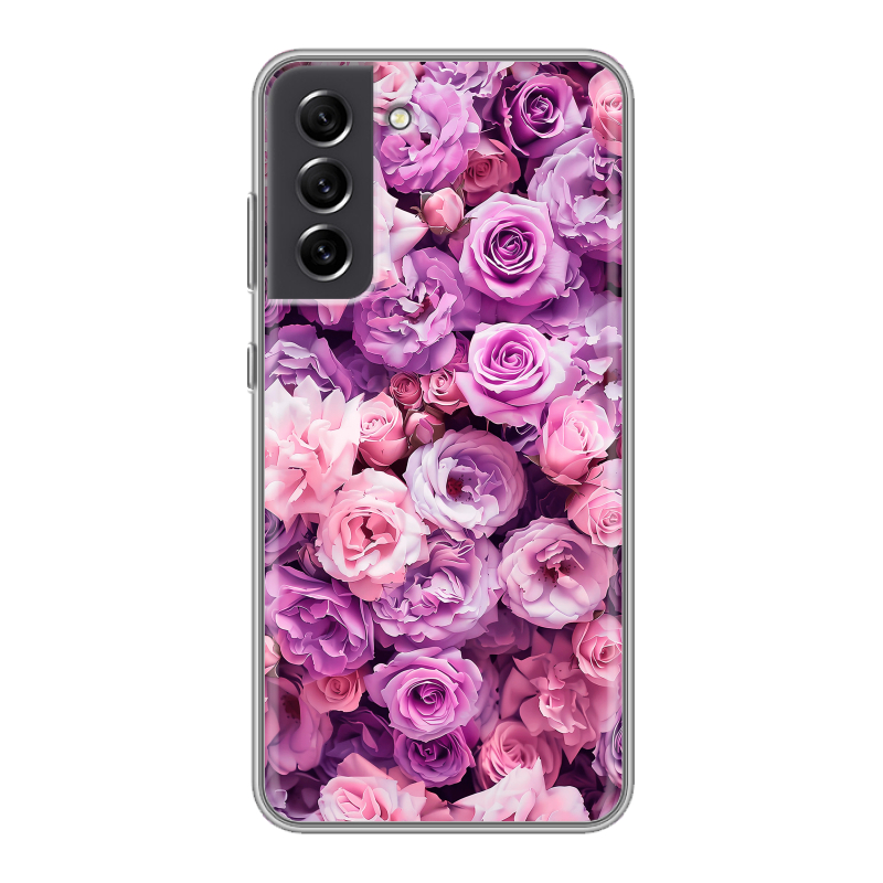 Силиконовый чехол на Samsung Galaxy S21 FE с принтом лавандовые розы Силиконовый чехол на Samsung Galaxy S21 FE с принтом лавандовые розы