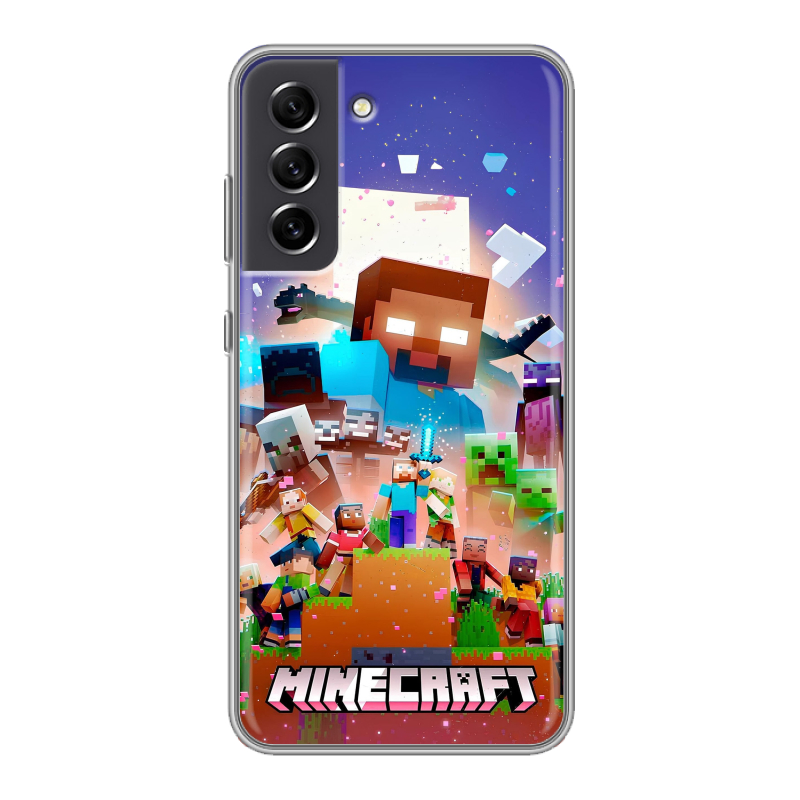 Силиконовый чехол на Samsung Galaxy S21 FE с принтом Майнкрафт Minecraft Силиконовый чехол на Samsung Galaxy S21 FE с принтом Майнкрафт Minecraft