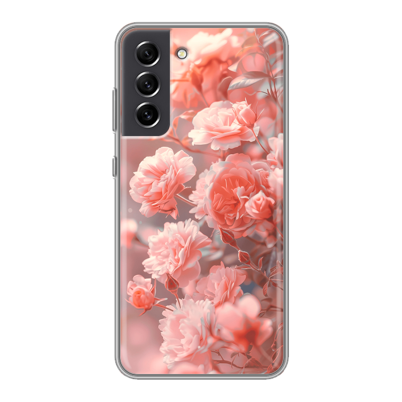 Силиконовый противоударный чехол на Samsung Galaxy S21 FE с принтом Розы цветы Силиконовый противоударный чехол на Samsung Galaxy S21 FE с принтом Розы цветы
