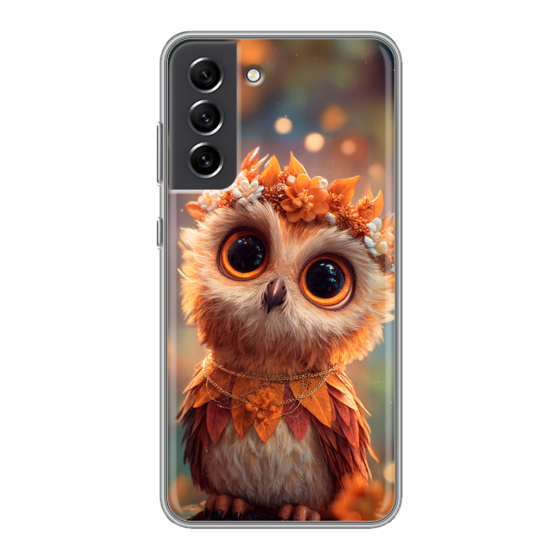 Силиконовый противоударный чехол на Samsung Galaxy S21 FE с принтом Милая сова Силиконовый противоударный чехол на Samsung Galaxy S21 FE с принтом Милая сова