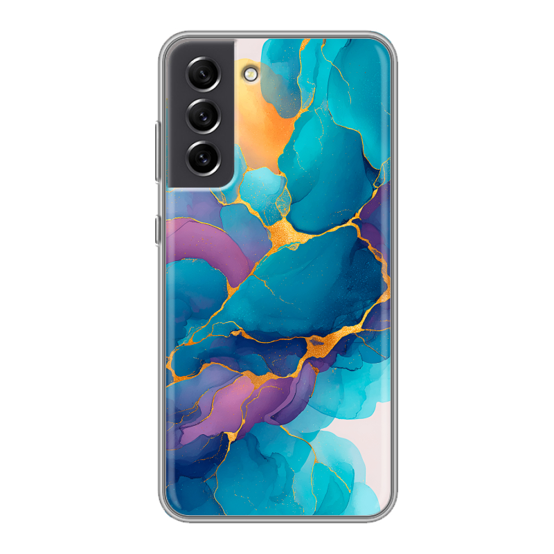 Силиконовый чехол на Samsung Galaxy S21 FE с принтом Мрамор блестки Силиконовый чехол на Samsung Galaxy S21 FE с принтом Мрамор блестки