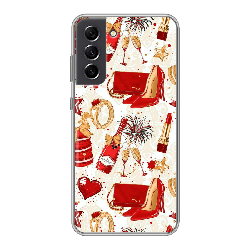 Силиконовый противоударный чехол на Samsung Galaxy S21 FE с принтом Новый год Силиконовый противоударный чехол на Samsung Galaxy S21 FE с принтом Новый год