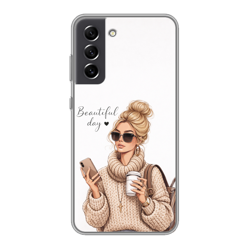 Силиконовый чехол на Samsung Galaxy S21 FE с принтом женский Силиконовый чехол на Samsung Galaxy S21 FE с принтом женский
