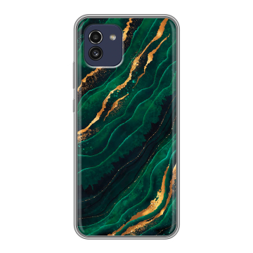 Силиконовый чехол на Samsung Galaxy A03 с принтом Мрамор зеленое золото Силиконовый чехол на Samsung Galaxy A03 с принтом Мрамор зеленое золото