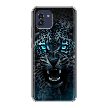 Силиконовый чехол на Samsung Galaxy A03 с принтом Темный леопард Силиконовый чехол на Samsung Galaxy A03 с принтом Темный леопард