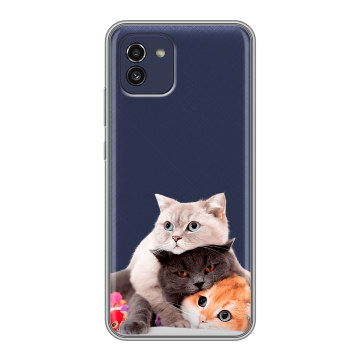 Силиконовый чехол на Samsung Galaxy A03 с принтом Кошки Силиконовый чехол на Samsung Galaxy A03 с принтом Кошки
