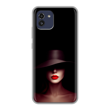 Силиконовый чехол на Samsung Galaxy A03 с принтом Девушка в шляпе
