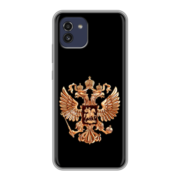 Силиконовый чехол на Samsung Galaxy A03 с принтом Герб России золотой