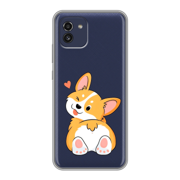 Силиконовый чехол на Samsung Galaxy A03 с принтом Корги Силиконовый чехол на Samsung Galaxy A03 с принтом Корги