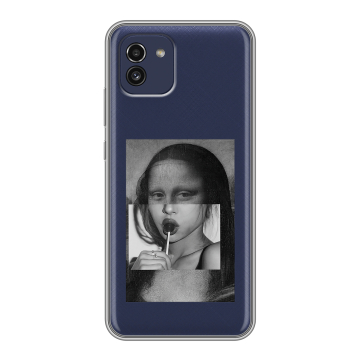 Силиконовый чехол на Samsung Galaxy A03 с принтом Мона Лиза Силиконовый чехол на Samsung Galaxy A03 с принтом Мона Лиза
