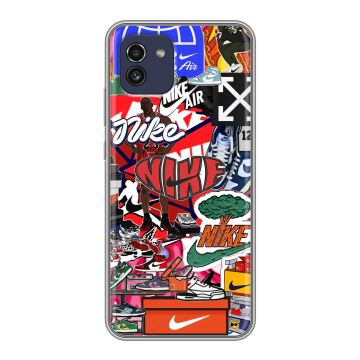 Силиконовый чехол на Samsung Galaxy A03 с принтом Найк Nike яркий Силиконовый чехол на Samsung Galaxy A03 с принтом Найк Nike яркий
