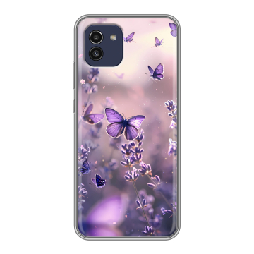 Силиконовый чехол на Samsung Galaxy A03 с принтом бабочки и лаванда Силиконовый чехол на Samsung Galaxy A03 с принтом бабочки и лаванда