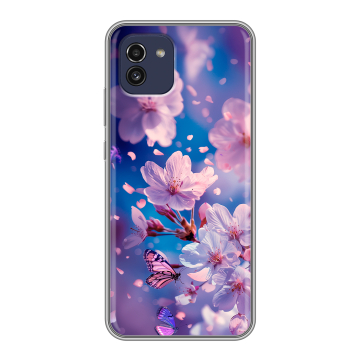 Силиконовый чехол на Samsung Galaxy A03 с принтом цветы бабочки Силиконовый чехол на Samsung Galaxy A03 с принтом цветы бабочки