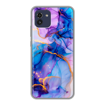 Силиконовый чехол на Samsung Galaxy A03 с принтом синий мрамор