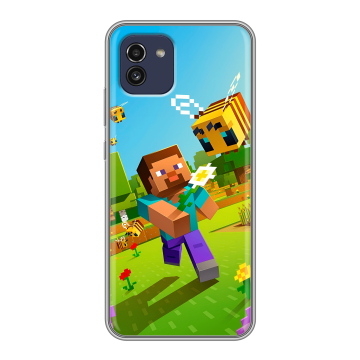 Силиконовый чехол на Samsung Galaxy A03 с принтом Майнкрафт Minecraft