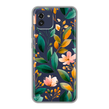 Силиконовый чехол на Samsung Galaxy A03 с принтом Цветы паттерн Силиконовый чехол на Samsung Galaxy A03 с принтом Цветы паттерн