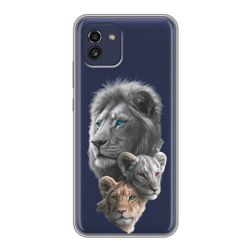 Силиконовый чехол на Samsung Galaxy A03 с принтом Львы Силиконовый чехол на Samsung Galaxy A03 с принтом Львы