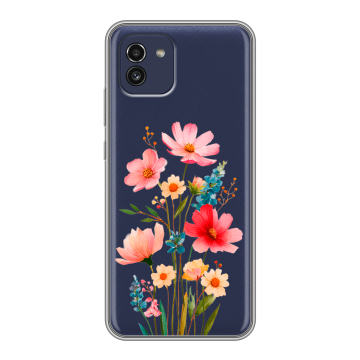 Силиконовый чехол на Samsung Galaxy A03 с принтом Цветы Силиконовый чехол на Samsung Galaxy A03 с принтом Цветы