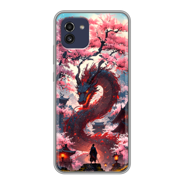 Силиконовый чехол на Samsung Galaxy A03 с принтом Дракон Японский