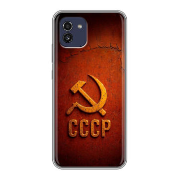 Силиконовый чехол на Samsung Galaxy A03 с принтом Флаг Герб СССР