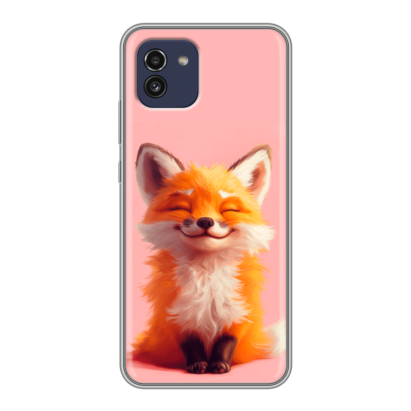 Силиконовый чехол на Samsung Galaxy A03 с принтом милая лиса Силиконовый чехол на Samsung Galaxy A03 с принтом милая лиса