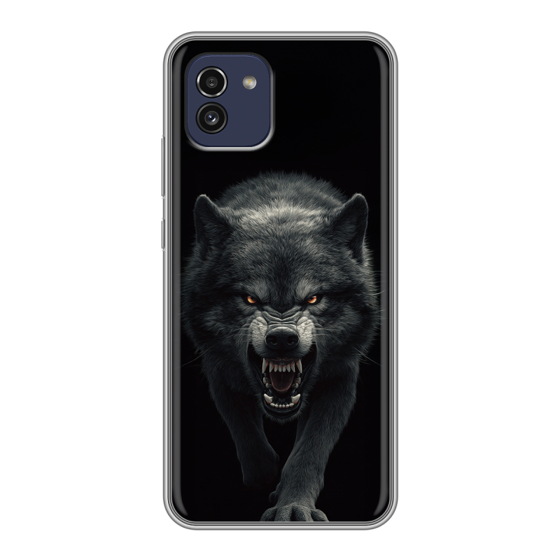 Силиконовый чехол на Samsung Galaxy A03 с принтом Волк Силиконовый чехол на Samsung Galaxy A03 с принтом Волк