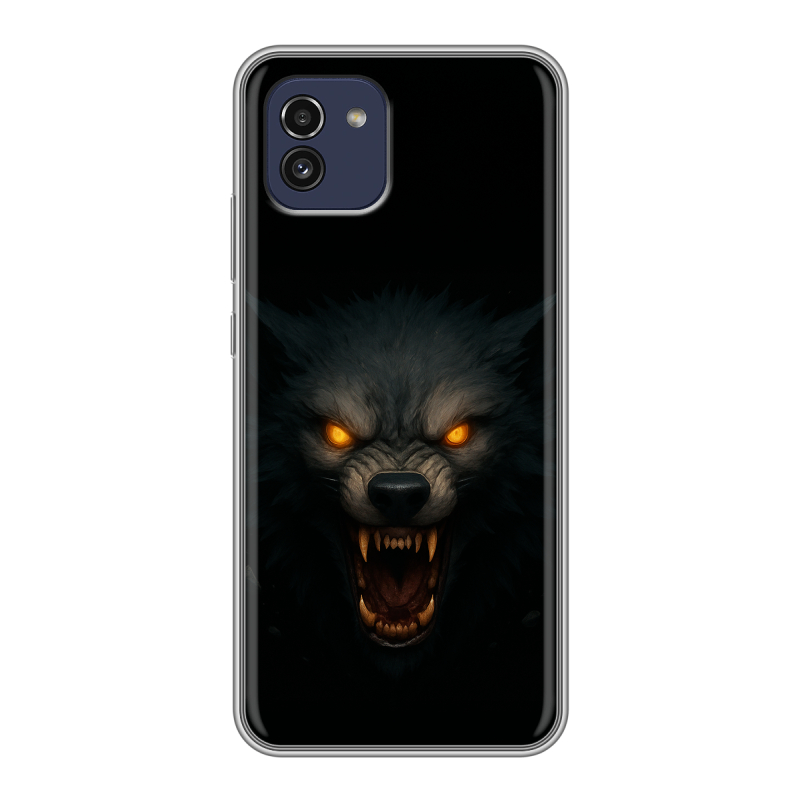 Силиконовый чехол на Samsung Galaxy A03 с принтом Волк Силиконовый чехол на Samsung Galaxy A03 с принтом Волк