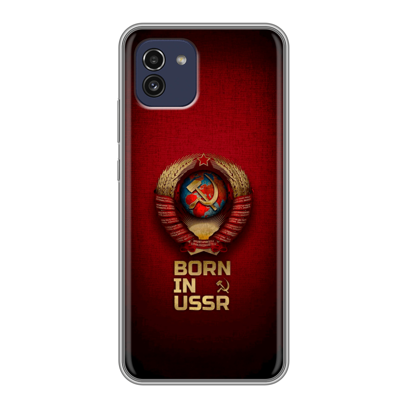 Силиконовый чехол на Samsung Galaxy A03 с принтом Флаг Герб СССР Силиконовый чехол на Samsung Galaxy A03 с принтом Флаг Герб СССР