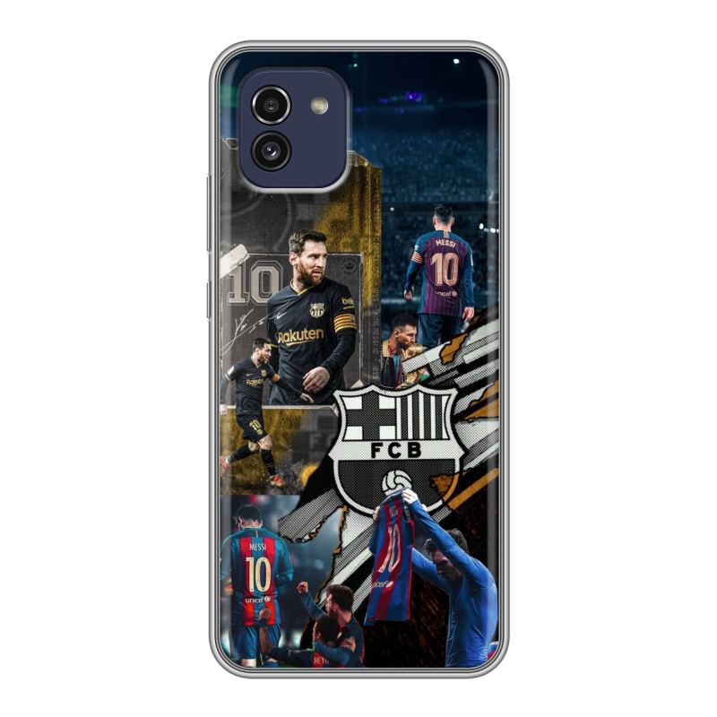 Силиконовый чехол на Samsung Galaxy A03 с принтом Messi Barcelona Силиконовый чехол на Samsung Galaxy A03 с принтом Messi Barcelona