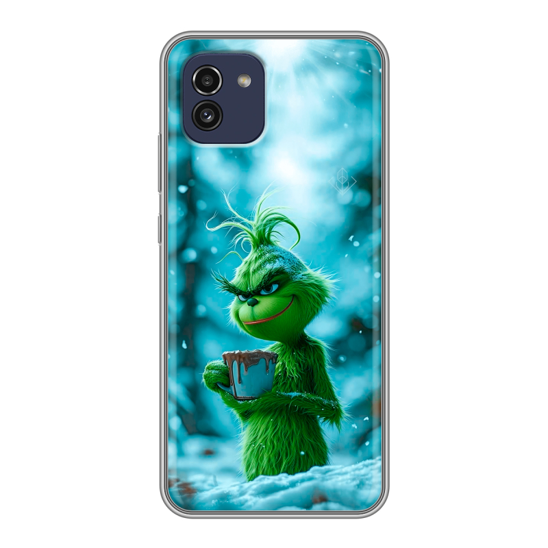 Силиконовый чехол на Samsung Galaxy A03 с принтом Новый год гринч Силиконовый чехол на Samsung Galaxy A03 с принтом Новый год гринч