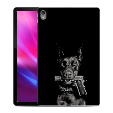 Силиконовый чехол на планшета Lenovo Tab P11 Plus с принтом Доберман и пистолет Силиконовый чехол на планшета Lenovo Tab P11 Plus с принтом Доберман и пистолет
