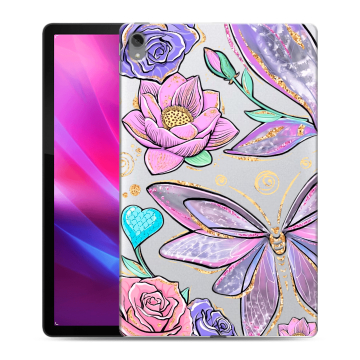 Силиконовый чехол на Lenovo Tab P11 Plus с принтом Бабочки и цветы