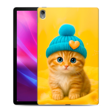 Силиконовый чехол на Lenovo Tab P11 Plus с принтом Котенок в шапке