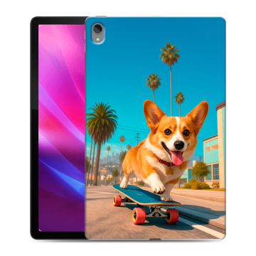 Силиконовый чехол на Lenovo Tab P11 Plus с принтом Корги на скейте