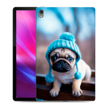 Силиконовый чехол на Lenovo Tab P11 Plus с принтом Мопс в шапке