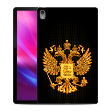 Силиконовый чехол на Lenovo Tab P11 Plus с принтом Герб России желтый