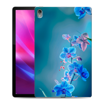 Силиконовый чехол на Lenovo Tab P11 Plus с принтом Голубые цветы