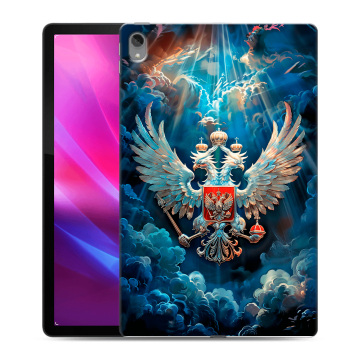 Силиконовый чехол на Lenovo Tab P11 Plus с принтом Герб флаг России