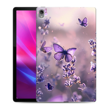 Силиконовый чехол на Lenovo Tab P11 Plus с принтом бабочки и лаванда