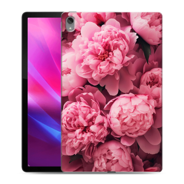 Силиконовый чехол на Lenovo Tab P11 Plus с принтом цветы пионы