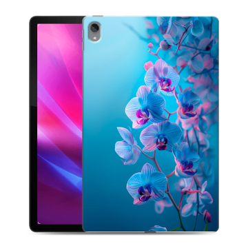 Силиконовый чехол на Lenovo Tab P11 Plus с принтом голубые орхидеи