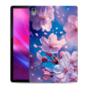 Силиконовый чехол на Lenovo Tab P11 Plus с принтом цветы бабочки