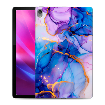 Силиконовый чехол на Lenovo Tab P11 Plus с принтом синий мрамор