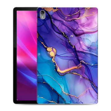 Силиконовый чехол на Lenovo Tab P11 Plus с принтом синий мрамор Силиконовый чехол на Lenovo Tab P11 Plus с принтом синий мрамор