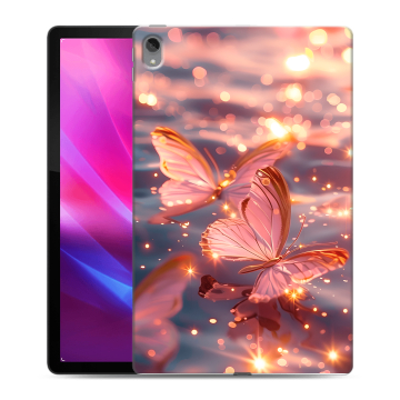 Силиконовый чехол на Lenovo Tab P11 Plus с принтом бабочки розовые