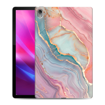 Силиконовый чехол на Lenovo Tab P11 Plus с принтом розовый мрамор