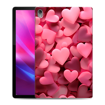 Силиконовый чехол на Lenovo Tab P11 Plus с принтом розовые сердечки