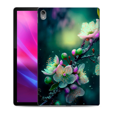 Силиконовый чехол на Lenovo Tab P11 Plus с принтом Цветы и мрамор Силиконовый чехол на Lenovo Tab P11 Plus с принтом Цветы и мрамор