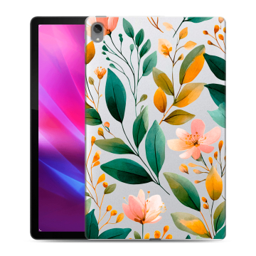 Силиконовый чехол на Lenovo Tab P11 Plus с принтом Цветы паттерн